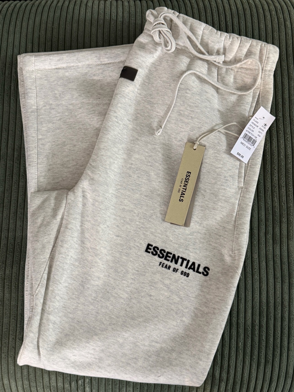 NWT ESSENTIALS Fear of God Light Oatmeal Sweatpants - Wide Leg - Light Gray
